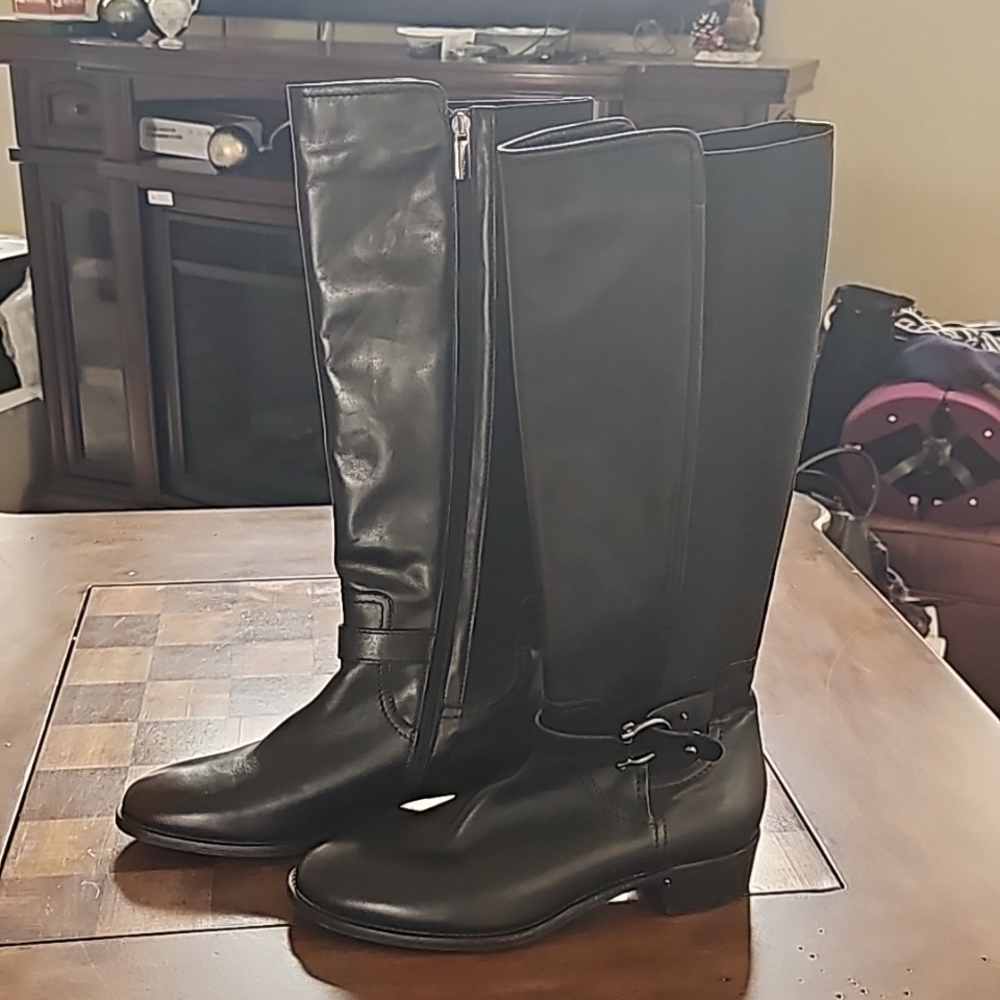 Aquatalia Black Leather Riding Boots 9.5